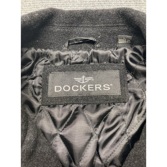 Dockers Wool Jacket Men’s Size Large Black Long Sleeve Full Zip - Picture 2 of 10